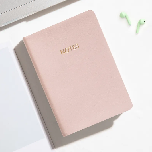 Notes Notebook - Faux Leather Cover, Lined Paper