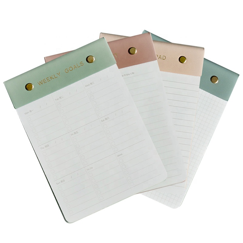 Faux Leather Tear-Off Notepads - Refillable Set with Screw Detailing