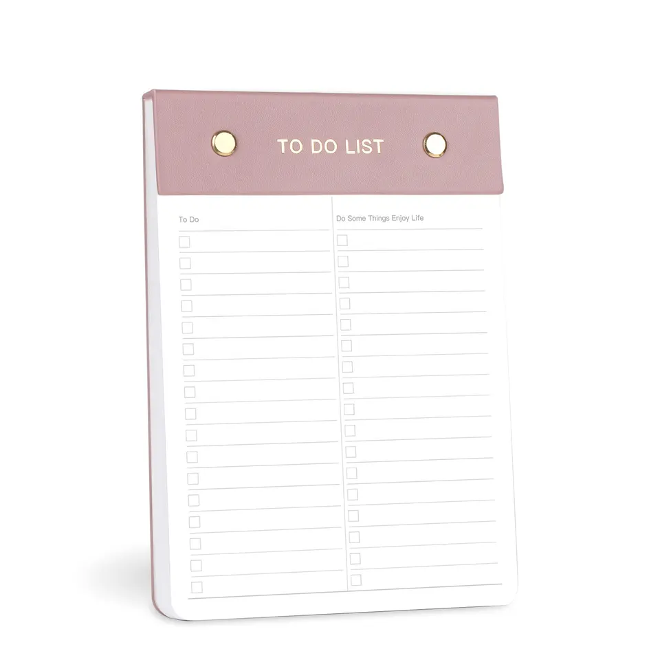 Faux Leather Tear-Off Notepads - Refillable Set with Screw Detailing