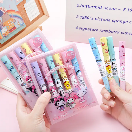 Sanrio Florescent Highlighters - Brighten Your World with Cuteness and Color
